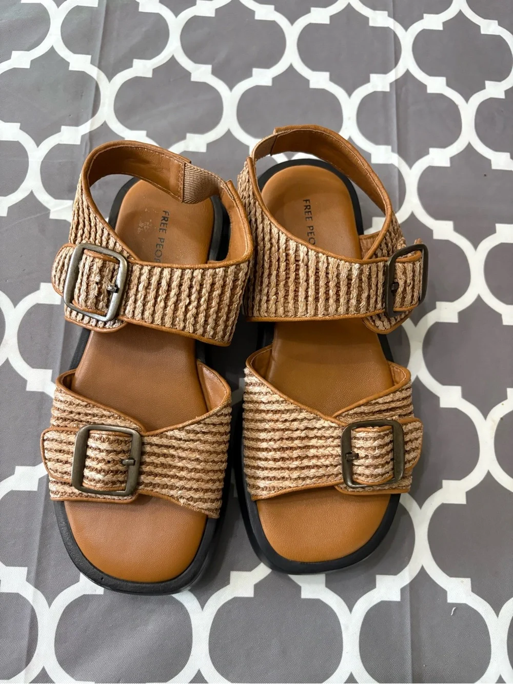 Free People Mandi Weave Raffia Platform Sandals